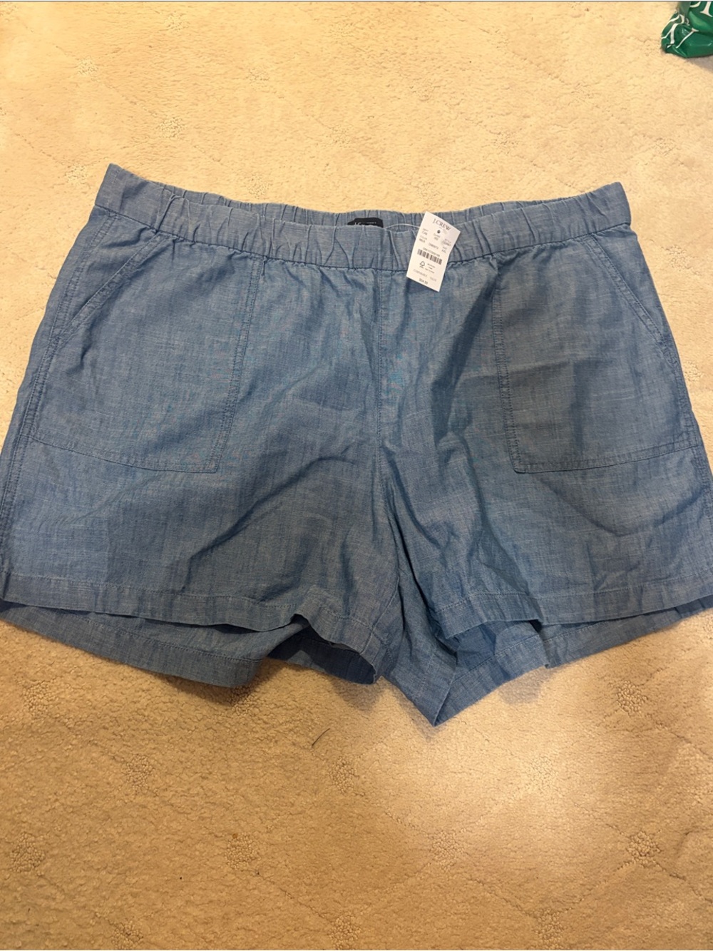 NWT J.Crew Light Blue Chambray Women’s Elastic-Waist Shorts XXL